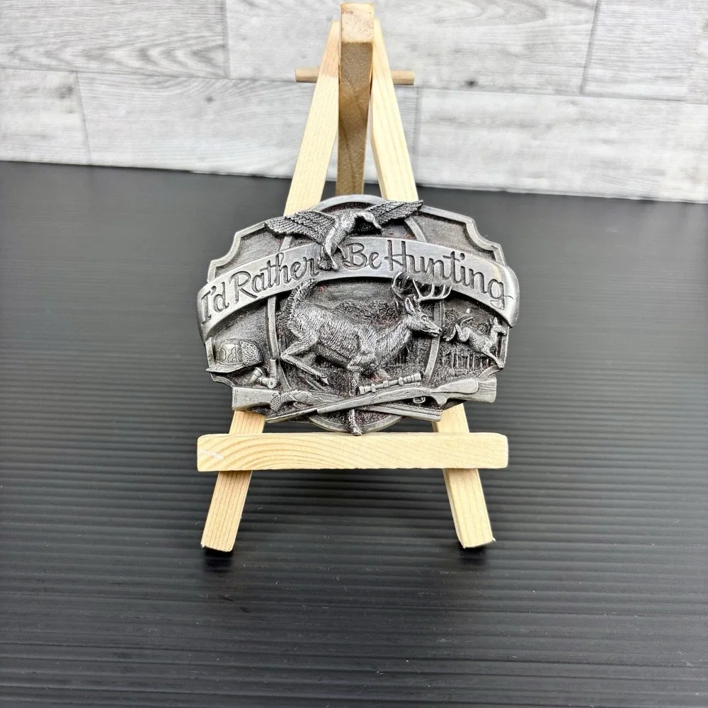 I'd Rather Be Hunting Belt Buckle Duck & Buck Colored‎ 1987 Siskiyou Buckles Co